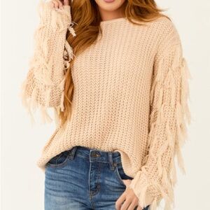 Oversized Tassle Sleeve Knit Sweater